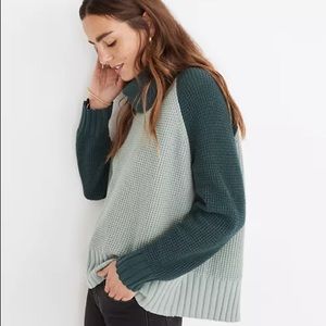 Madewell Colorblock Eastbrook Turtleneck Cross-Back Sweater